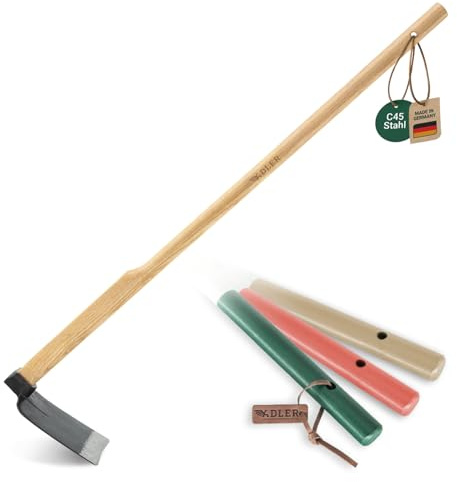 ADLER Sunny Feldhacke Heilbronner Hacke Eschenstiel Natur 135 cm | Geschmiedeter C45-Kopf mit breitem Blatt zum Auflockern und Unkraut entfernen