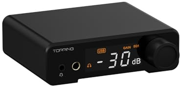 Topping DX1 II Gaming HiFi DAC-hörlursförstärkare – ES9039Q2M-avkodare 1000 mW × 2 helt symmetrisk hörlursförstärkare, förförstärkare, kompatibel med spelheadset (svart)