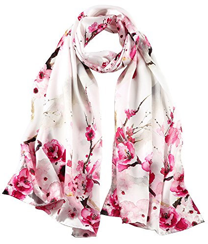 STORY OF SHANGHAI Seidenschal Damen 100% Seide, 20+ Bunte Luxuriöse Schals, Warm & Weich, als Stola Seidentuch Halstuch Pashmina - 53 * 170 cm Strauch-Pfingstrose