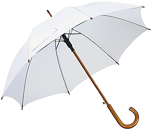 Krause & Sohn Chauffeur Schirm Hochzeit weiß Zubehör Regenschirm Stockschirm Holzgriff Automatikschirm