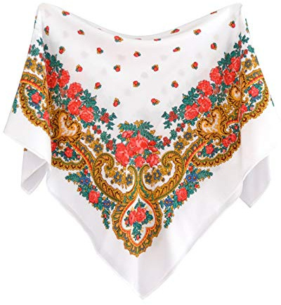 Traje Regional Pañuelo Portugués Blanco Floral 65x65