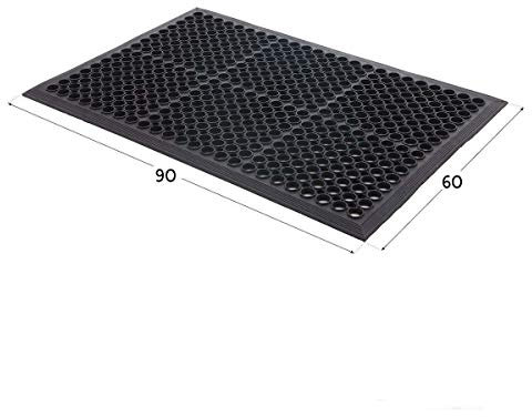 SrS Rugs® Rubber Mats Outdoor Entrance Non Slip Anti Fatigue Drainage Holes (Rubber Rings, 60cm x 90cm)