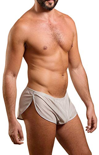 Hombres Extremo Malla Pantalones Cortos Lados Ropa Interior Bóxers Gris L