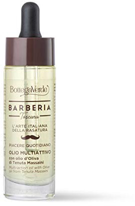 Bottega Verde - Barberia Toscana, Olio Multiattivo Viso e Barba, 30 ml, con olio d'oliva di Tenuta Massaini