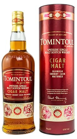 Tomintoul | Single Malt Scotch Whisky | Cigar Malt | Reifung in Oloroso-Sherryfässern| Süße und würzige Aromen | 40% vol. | 700 ml