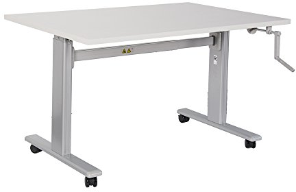 Dila GmbH Bürotisch Schreibtisch manuell höhenverstellbar mit grauen Tischgestell Workstation Büromöbel Arbeitstisch Produktionstisch (100 x 80 cm, Eiche modern)
