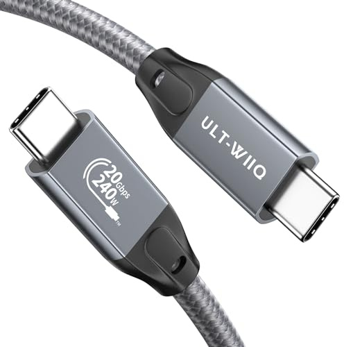 USB C to USB C Cable, 20Gbps Type C 3.2 Gen2 Cord with 20Gbps Rate, PD 240W 5A, 4K@60Hz Video and E-Marker for Thunderbolt 3/4, MacBook, Dell XPS, iPad Pro, Samsung S20, S21, SSD, Hub, Monitor (2M)
