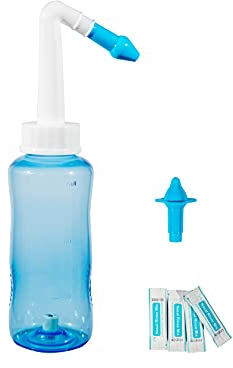 ZENZARA Nasendusche Set 300ml inkl. 10 x Nasenspülsalz zur Nasenreinigung und Nasenspülung bei Erkältung, Allergie oder zur Prophylaxe/Vorbeugung von Krankheiten