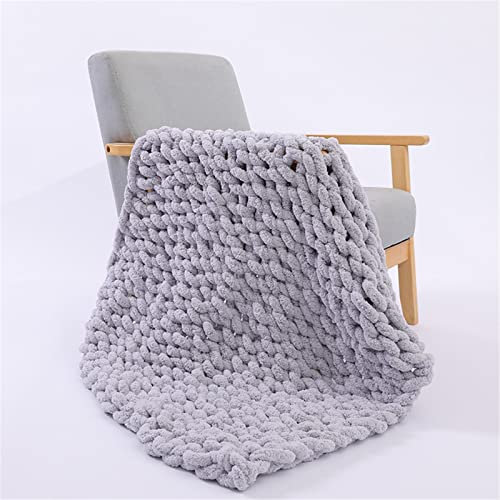 SWECOMZE Super weich Decke - Grob Gestrickte Kuscheldecke Wolldecke Strickdecke Tagesdecke Überwurf Decke Zuhause Dekor Geschenk fürs Sofa Tagesdecke (Hellgrau,80 * 100cm)
