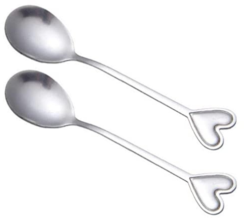 Bemvp Stainless Steel Coffee Spoon 2pcs Heart Shape Couple Dessert Spoon Decorative Stirring Teaspoon Spoons Wedding Tableware