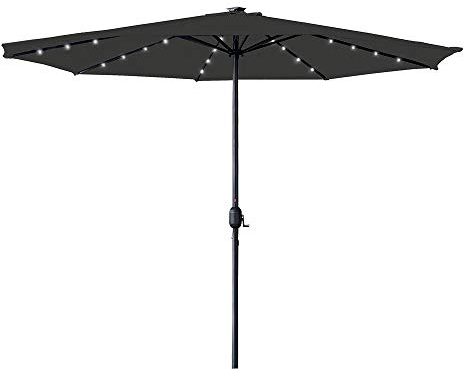 NAIZY Sonnenschirm mit LED Alu Gartenschirm UV-Schutz UPF 40+ Balkonschirm neigbar Terrassenschirm ohne Ständer für Garten Balkon Terrass