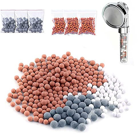 Lot de 12 boules minérales de rechange à ions négatifs pour pommeau de douche - Balles de tourmaline bio-actives pour éliminer les impuretés de fluorure de chlore et d'eau dure