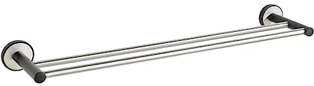 WENKO UV-Loc® Badetuchstange Duo Udine, Stange für Handtücher aus gebürstetem & schwarz matt lackiertem Edelstahl zur stressfreien Befestigung ohne zu Bohren mit UV-Loc® Klebesystem, 61 x 5 x 11,5 cm