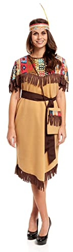 Kostümplanet Indianer-Kostüm Damen Kostüm Indianerin Kleid kleine und große Größen (48-50)