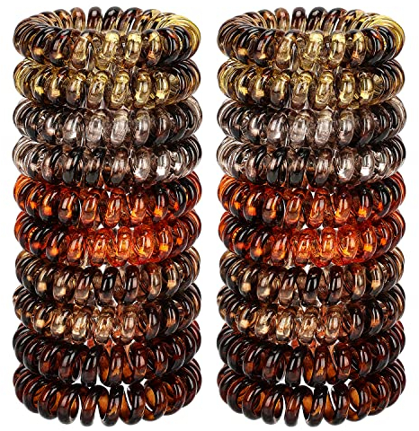 JessLab Spiral-Haargummis, 20 Stück Spurlose Telefonkabel-Haargummis Ohne Falten Spiralarmband Kunststoff Coil Pferdeschwanz Halter No-damage Stirnband Haarschmuck für Mädchen Frauen Damen Geschenk