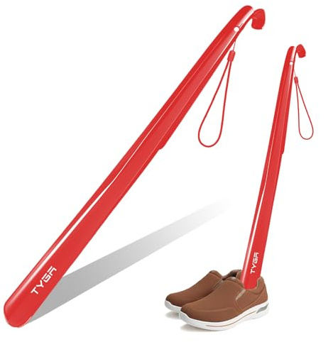 TYGA Shoe Horn, Extra Long Handled, 58cm, Red, Pack of 1