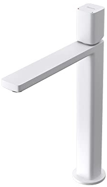 Mai & Mai Waschtischarmatur Weiß 30,9 cm Einhebelmischer aus Messing | Wasserhahn Bad, Waschtisch-Einhebelmischer, eckiges Design, DIN-Anschlüsse WAO-7901