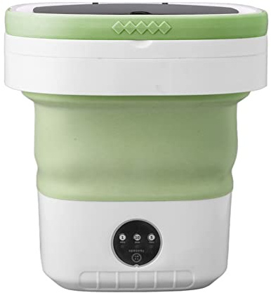 Asixxsix Lavatrice Portatile, Mini Secchio di Lavaggio da 7,5 l per Calzini, Biancheria Intima, Lavatrice Automatica Pieghevole con centrifuga Morbida per Appartamento, Campeggio, Viaggi (Verde)