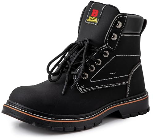 Black Hammer Men's Safety Work Boots Shoes Steel Toe Cap & Midsole Protection Water Resistant Utility & Trekking Footwear Perfect for Warehouse & Everyday Jobs Rubber Outsole 2600 S3 SRC Black (11 UK)