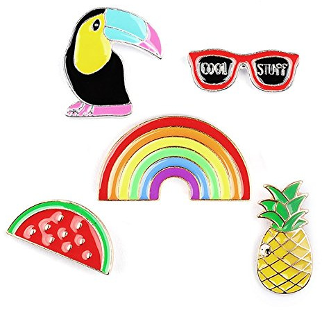 Tukan Ananas Regenbogen Sonnenbrille Wassermeleon Anstecker Brosche 5 Stück Set