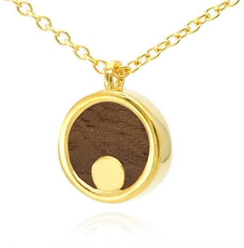NaturSchatulle Holzschmuck Set Ohrringe Halskette Moonshine 9mm Damen Holzohrringe 925 Silber Rosegold Nussbaum Holz Ohrstecker Schmuck