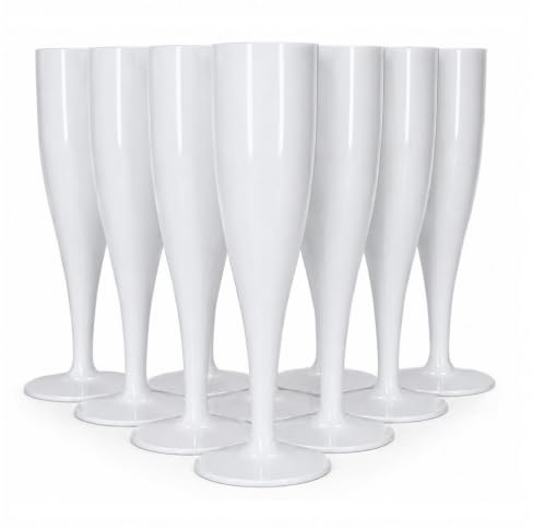 ProductPro 50 x White Plastic Prosecco Flutes 175ml Capacity