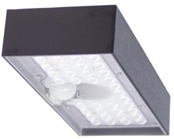 Xanlite Applique solaire LED IP44 noire avec détecteur de mouvement, 900 lumens, 4000 K, Blanc neutre