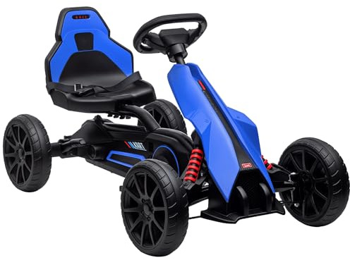 Aosom Kids Pedal Go Kart, Outdoor Ride on Toy with Adjustable Seat, Swing Axle, Handbrake, 4 Non-Slip EVA Wheels for Boys and Girls Aged 3-8 Years Old, Blue