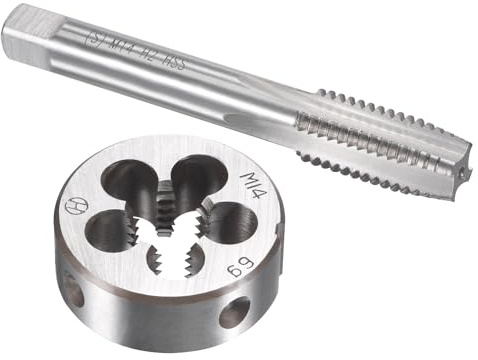 TOP-VIGOR M14 x 2mm Metric Tap and Die Set, Machine Thread Screw Tap with Round Threading Die, Heavy Duty Tap & Die Kit for DIY, Repair, Cutting External and Internal Thread