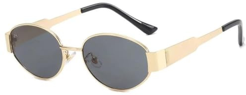 EIHI Retro Sonnenbrille Damen Herren Oval Metal Trendy Classic UV400 Schutz Sonnenbrillen, Damen Sonnenbrille, 1 Stück