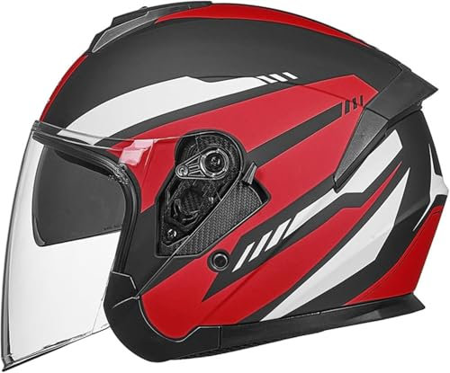 3/4 Motorradhelm Rollerhelm Motorrad Mit Doppelbrille Komfortfutter Chopper Helm Mit ECE Zulassung Motorradhelm Halbschale Für Erwachsener Herren Damen Vintage Motorradhelm(B,L(58~59CM))