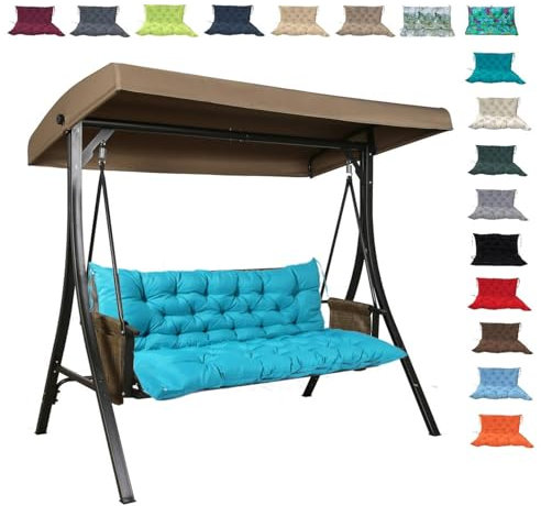Outdoor Swing Replacement Cushion Waterproof Bench Seat Pad for Patio Furniture Garden Porch Loveseat Glider Lake Blue S
