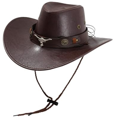 Harilla Western Cowboyhut Kopfbedeckung für Reisen Strand Karneval Musik Festival Party Gastgeschenk, Braun