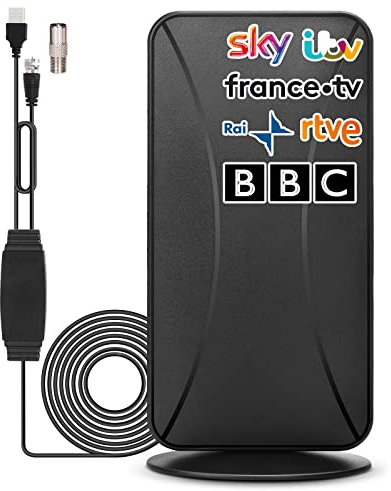 TV Aerial, Indoor HD Digital TV Antenna 460 Miles Range Support 4K 1080P All TV, 360° Reception Freeview TV Aerial for Television Local Channels, with Amplified Signal Booster 10m Long Coaxial Cable