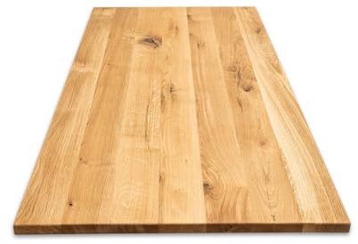 LUMBERLAND Plateau de table en chêne massif avec bords droits (120 x 70 cm)
