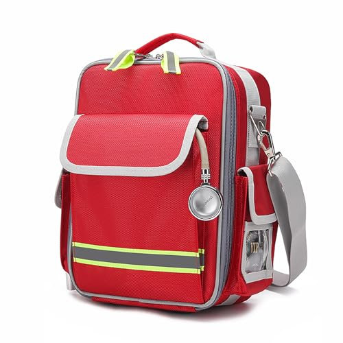 Lyirfan Borsa di emergenza vuota, borsa medica con manico e tracolla,borsa per forniture mediche, per assistenza domiciliare, escursioni all'aperto(Rosso)