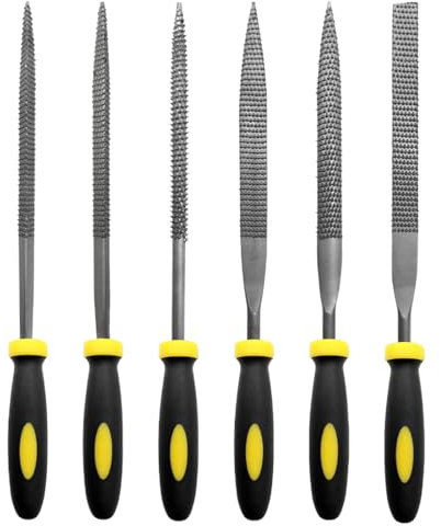 SGERUFZ 6-teiliges Präzises Feilenset für Werkstatt und Heimwerken Inkl Flachfeile Halbrundfeile Rundfeile und Nadelfeile Ideal für grobe Zerspanung und Schruppen