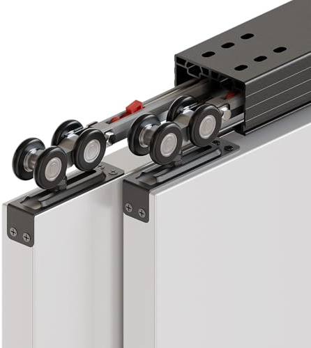 AONAYIOA 96/8FT Bypass Sliding Closet Door Hardware Track, Heavy Duty Aluminum Closet Door Hardware Bypass Door Hardware, Soft Close Barn Door Hardware Kit (No Door)