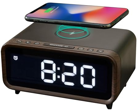 Northpoint digital DAB+ radio med väckarklocka trådlös laddningsstation nattlampa och USB-laddningsport 5 W trådlös laddare svart
