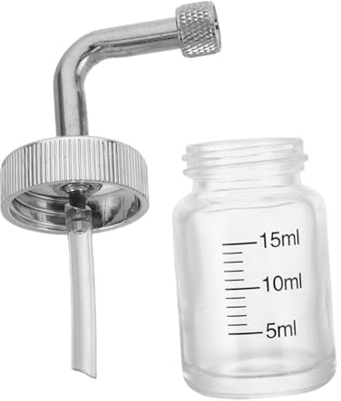 MUSISALY Oxygen Insulation Accessories Humidifier Glass Bottle Airbrush Paint Storage Jar Empty Paint Storage Pot Robust Glass Metal Oxygen Injection Compatible