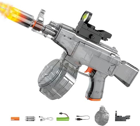 Elektrische Wasserpistole Sehr Stark,Water Gun Electric mit Licht,Wasserpistole Elektrisch 450ML,Wasserspritzpistole Elektrisch bis zu 8-10m,Elektronische Wasserpistole für Erwachsene Kinder (Schwarz)