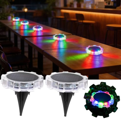 Leadleds Solar Ground Light Outdoor, Decks Outside Patio Lights, IP65 Waterproof 9 LED Garden Stake Lights for Pathway Lawn Yard Landscape, 2 Pack