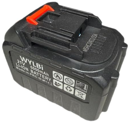 Batteria di Ricambio 6000 mAh 21V, per Dispositivi Elettrici come Sega, Motosega, Smerigliatrice, Batteria di Ricambio da 6,0 Ah