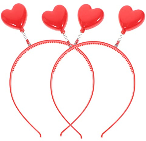 PACKOVE 2 Stück Herz Haarreifen aus Flexiblem Federstahl Einheitsgröße Rotes Party Haarschmuck für Damen Foto Requisite zu Valentinstag und Festen