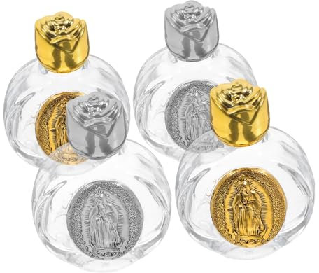 iplusmile 4piezas Botellas De Agua Relieve De Vidrio Portátiles Para Decorar Iglesias Bautizos y Fiestas Botellas Cristianas De Vidrio Recipientes Para Bautizo Católico