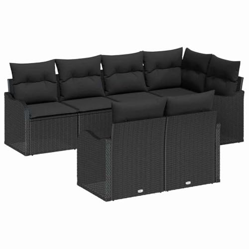 vidaXL 5-delars modulär trädgårdsoffa set med kuddar svart poly rotting justerbar utomhusseating för patios och balkonger väderbeständig samtida design sammankomster avkoppling. Kudde patio