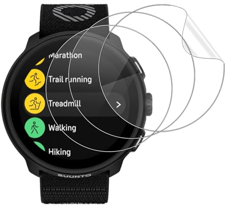 NUCNOK 3 Pack Protector Pantalla para Suunto Run,Hidrogel Film HD Transparente Flexible Película,Cobertura Completa,Sin Burbujas,Antiarañazos