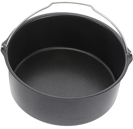 EXCEART Accessoire pour Friteuse à Air 8 Pouces, Poêle à Gâteau Antiadhésive en Acier Inoxydable Poignée, Outil Cuisine Compatible Friteuse Domestique, Panier Polyvalent pour Cuisson Air