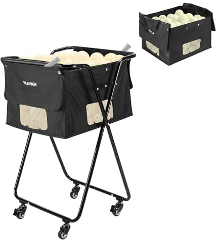 NEEWER Tennis Ball Hopper Pickleball Caddy with Wheels, Rolling Collector Basket Cart Holder for 140 Pickleballs 175 Tennis Balls Pickup Tennis Court Equipment Accessory for Training Teaching, PB01X