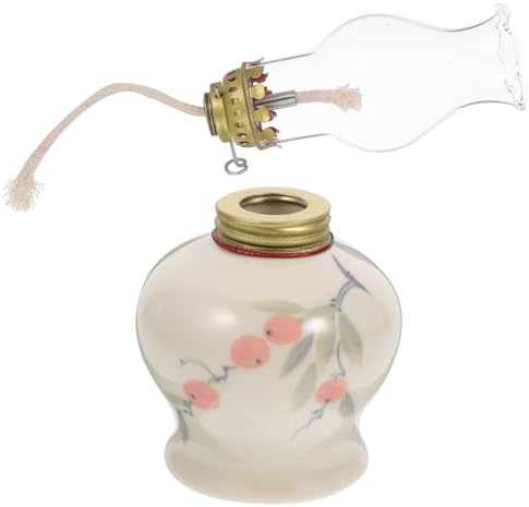 VALICLUD Petroleumlampe Für Camping Vintage-öllampe Aus Keramik Antike Laterne Mit Glaskugel Rustikale Dekoration Für Drinnen Und Draußen Einstellbare Beleuchtung
